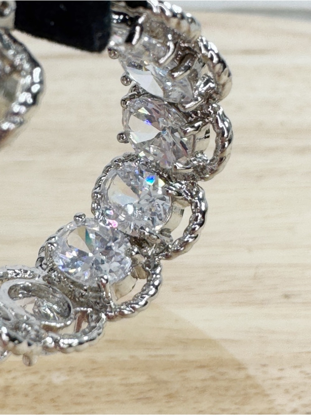 QVC Chunky Rhinestone Silver Tone Hoop Earrings Large Sparkly Classic - Picture 6 of 11